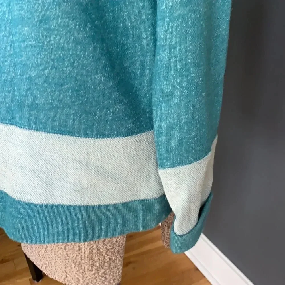 Jones NY Sport turquoise banded French terry top S